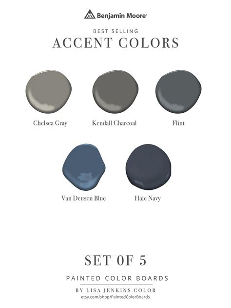 Best Accent Colors Benjamin Moore Set Of 5 Etsy Paint Colors