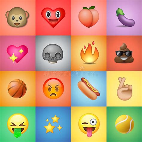 Set Of Emoticons Emoji Colorful Background Stock Vector