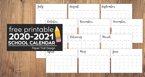 2020 2021 School Year Calendar Free Printable Paper Trail Design Vrogue