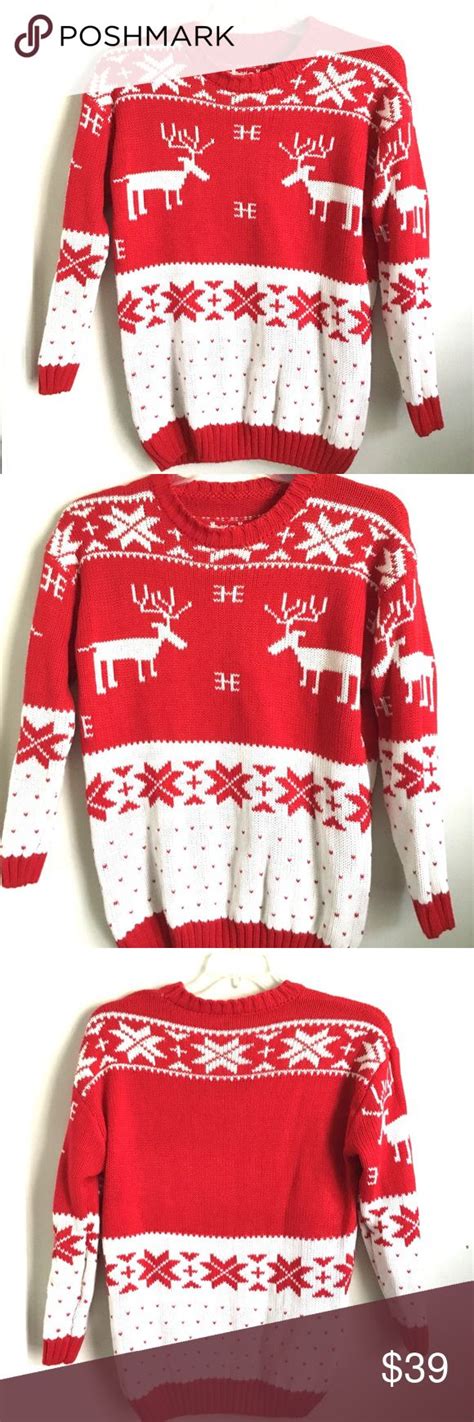 Christmas Holiday Reindeer Sweater Medium Reindeer Sweater Sweaters