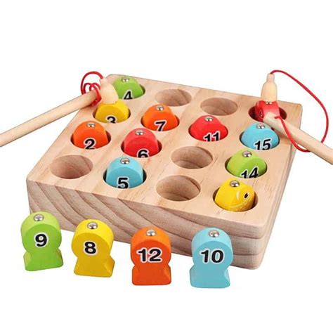 Number Fishing Game Wooden Educational Toy Teaching Aid