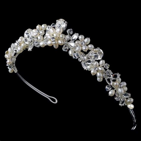 Silver Freshwater Pearl Bridal Tiara Wedding Accessories Jewelry
