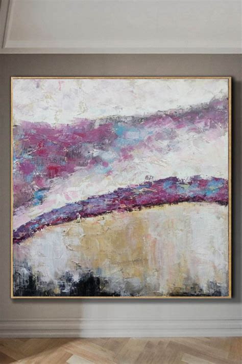 Large Painting On Canvas Purple Painting Beige Painting Abstract Oil