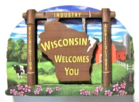 Wisconsin State Welcome Sign Artwood Magnet Design 14