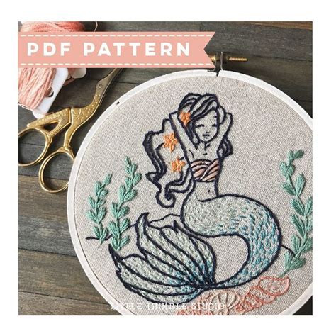 Mermaid PDF Embroidery Pattern PDF Pattern DIY Embroidery Etsy