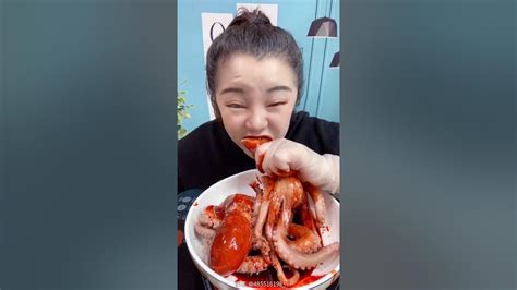 china mukbang seafood eating show 🐙asmr eating seafood octopus geoduck lobster shorts