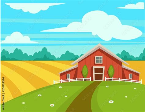 Farm House Or Farmer Household Agriculture Scenery Vector Cartoon