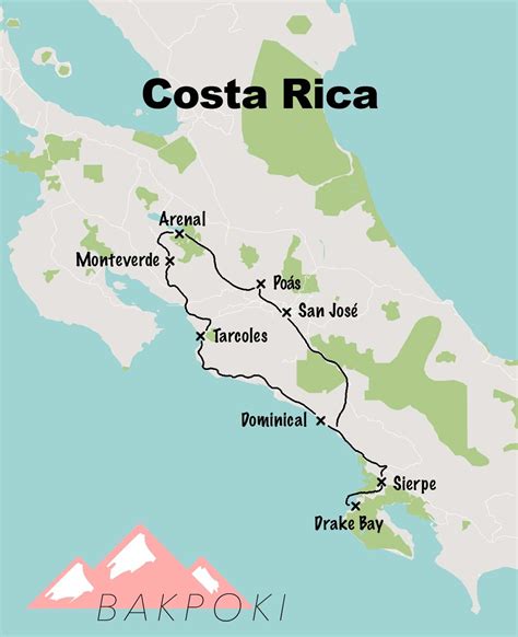 Carte Circuit Road Trip Costa Rica Costa Rica Costa Rica Travel