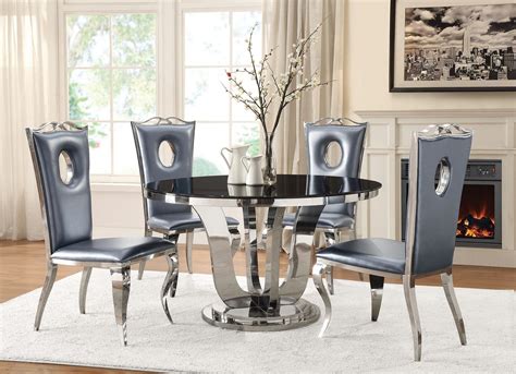 Glam green & chrome 5 pc dining set. Blasio Chrome Dining Room Set from Coaster | Coleman Furniture