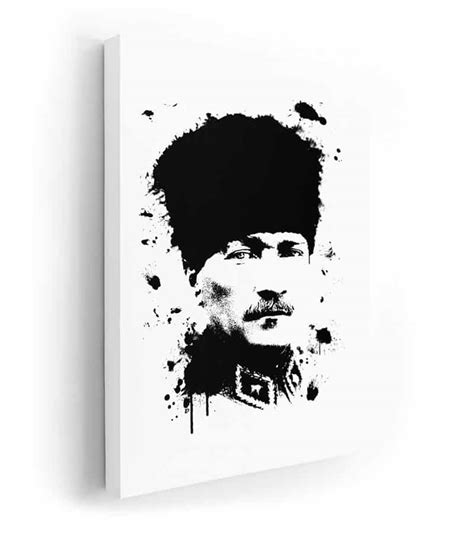 Siyah Beyaz Atatürk Portresi Kanvas Tablo Lavi Tasarım