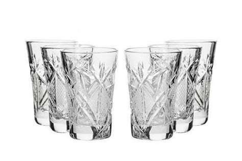 Cut Crystal Shot Glasses Vodkacognac 35 Ml 12 Oz Set Of 6 Etsy