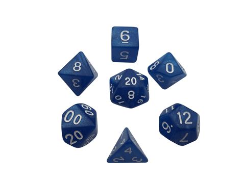 Blue Marbled Glitter Pack Of 7 Polyhedral Dice 7 Die In Set Role