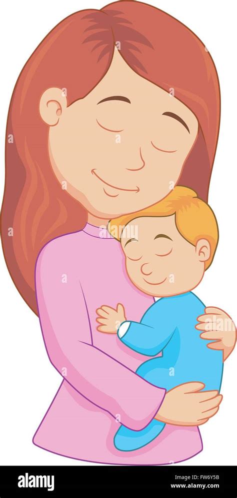 cartoon mother holding her son stock vector image and art alamy