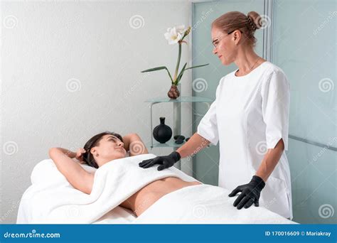 Spa Woman Female Enjoying Relaxing Cosmetology And Spa Centre Body