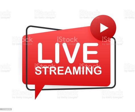 Live Streaming Flat Red Vector Design Element With Play Button Vector