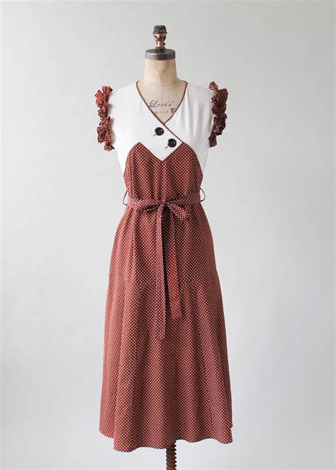 Vintage 1930s Polka Dot Cotton Day Dress Raleigh Vintage