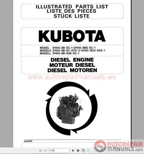 Free Auto Repair Manual Kubota Engines Shop Manual And Parts Catalog