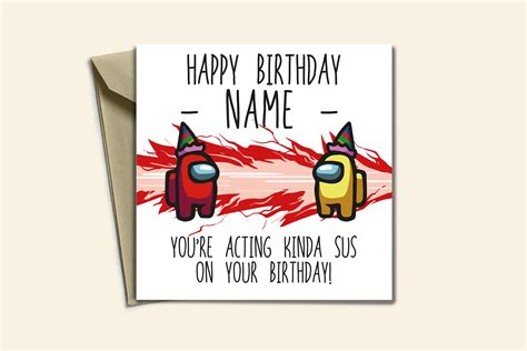 Among Us Birthday Card Personalised Among Us Birthday Card Etsy