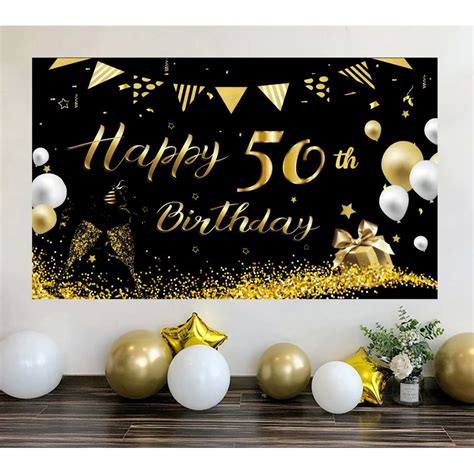 50th Birthday Decoration Party Banner Happy Birthday Backdrop Large