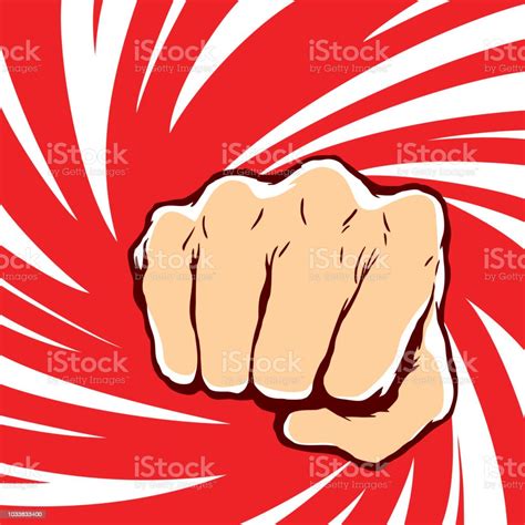 punching fist hand vector stock illustration download image now poster retro style