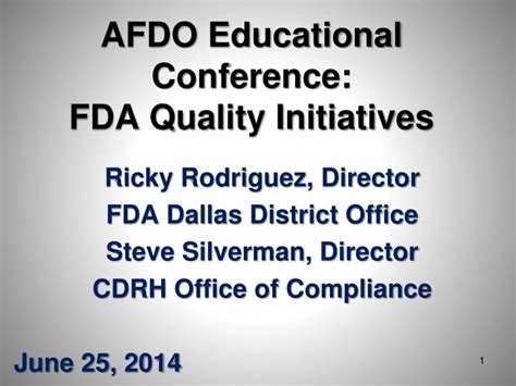Ppt Afdo Educational Conference Fda Quality Initiatives Powerpoint