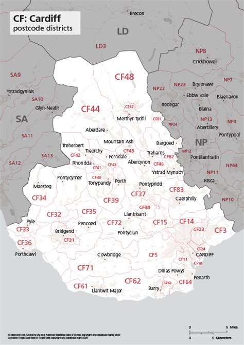 Map Of Cf Postcode Districts Cardiff Maproom