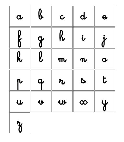 Lettres Minuscules Écriture Cursive Lettres Cursives