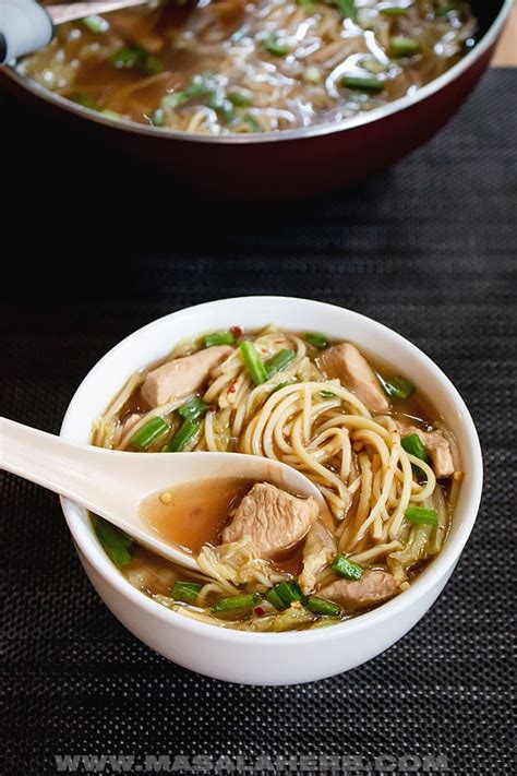 This easy chinese chicken salad gets tossed with a bright, gingery dressing and topped with crunchy noodles. One-Pot Chinese Chicken Noodle Soup Recipe 🍜 - MasalaHerb.com