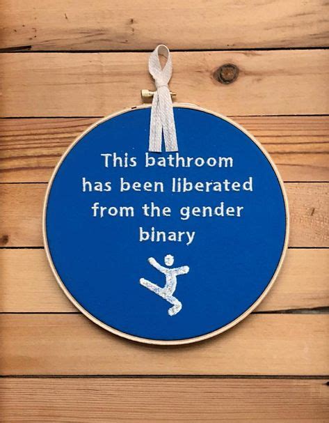 All Gender Bathroom Sign Funny Nonbinary Gender Inclusive Restroom Wall Hanging Modern