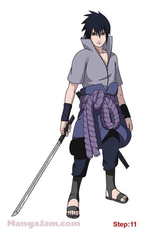 How To Draw Sasuke Uchiha From Naruto Step 11 Desenhos De Anime