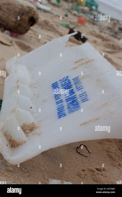 Plastic Pollution On The Beach A Close Up Stock Photo Alamy