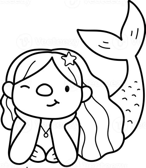 Mermaid Outline Illustration 36336376 Png