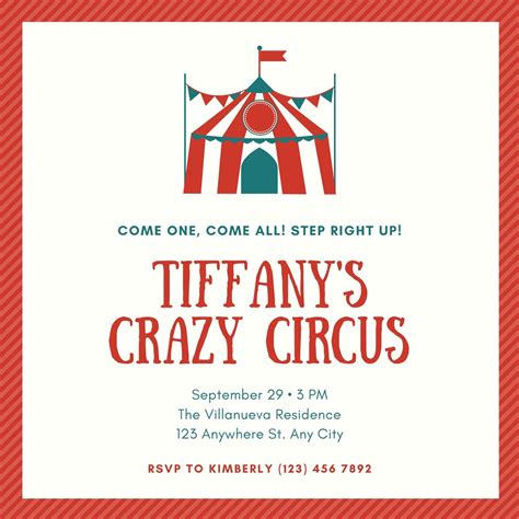 Free Printable Customizable Circus Invitation Templates Canva