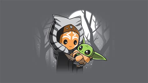 Ahsoka Tano And Baby Yoda Grogu Mandalorian 4k Art Wallpaper Hd Artist