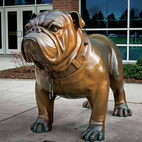 Large Antique Bronze Bulldog Statue Modern Garden Dog Sculpture Outside