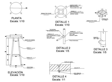 Wooden Stool Detail Drawing In Dwg Autocad File Cadbull