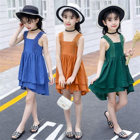 2 12 Ages Girls Fashion Brand Summer Dress Teenage Girls Clothes For