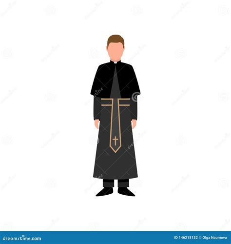 Sacerdote De La Iglesia Católica En Ropa Negra Con La Cruz Del Oro