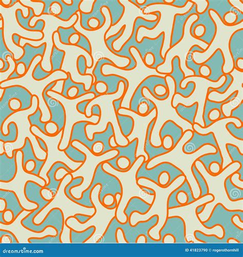 Cute Seamless Overlapping People Pattern Stock Vector Illustration Of