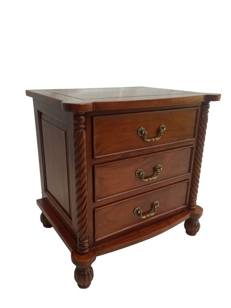 Antique Style Bedroom Furniture Mahogany Timber Colonial Bedside Table
