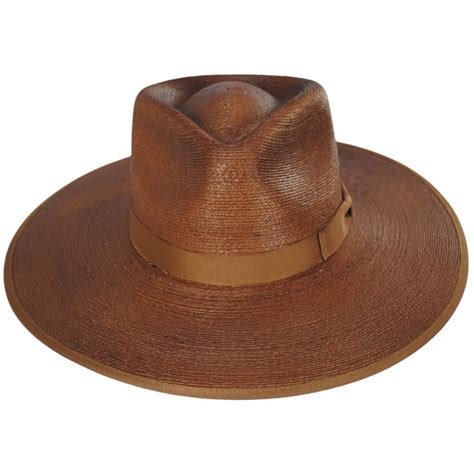 Brixton Hats Jo Palm Straw Rancher Fedora Hat Rust Straw Fedoras