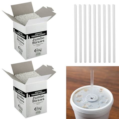 Clear Plastic Paper Wrapped Slim Straws 8in 1000ct