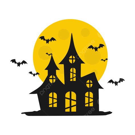 Gambar Png Desain Rumah Horor Halloween Hantu Hitam Png Dan Vektor