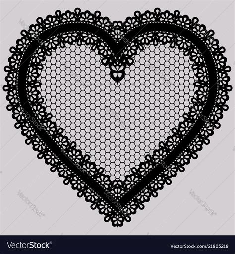 Black Lace Heart Ornate Element For Design Of Vector Image