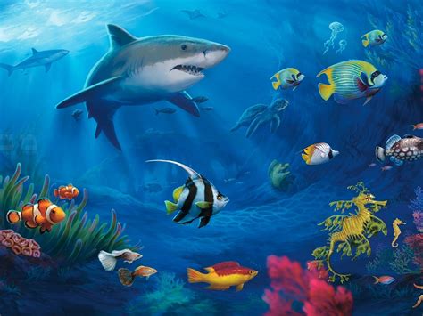 Download Wallpaper 1024x768 Underwater World Sharks Hd Background