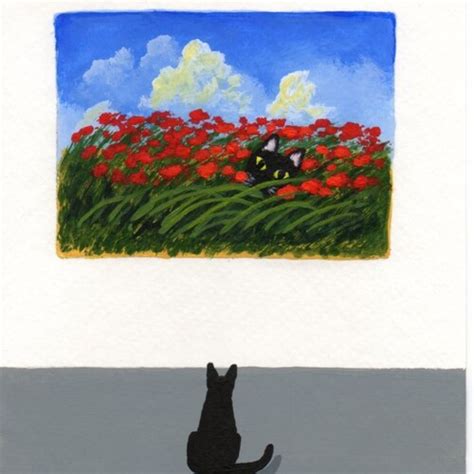 Black Cat Modern Folk Art Print Of Todd Young Original Etsy