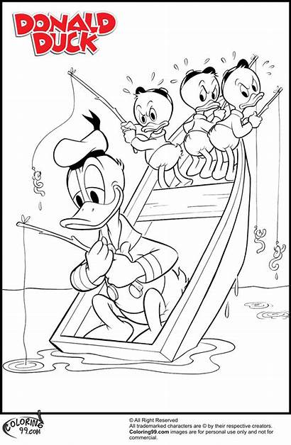Duck Donald Coloring Pages Fishing Mickey Mouse