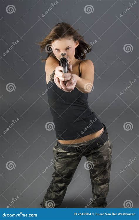 Handgun Girl Stock Photo Image Of Girl Model Weapon 2649904