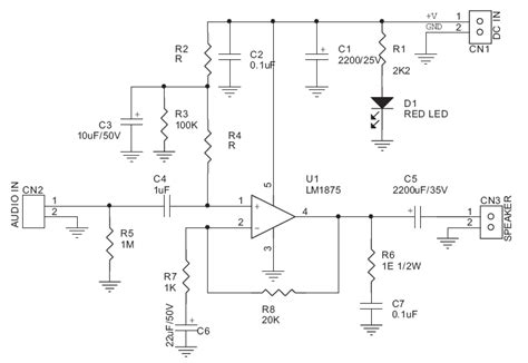 Transistor circuit diagram with protector. 20W Audio Amplifier using LM1875 - Electronics-Lab