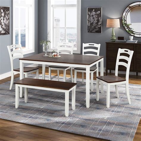 Buy Harper And Bright Designs 6 Piece Dining Table Set With Bench Wood
